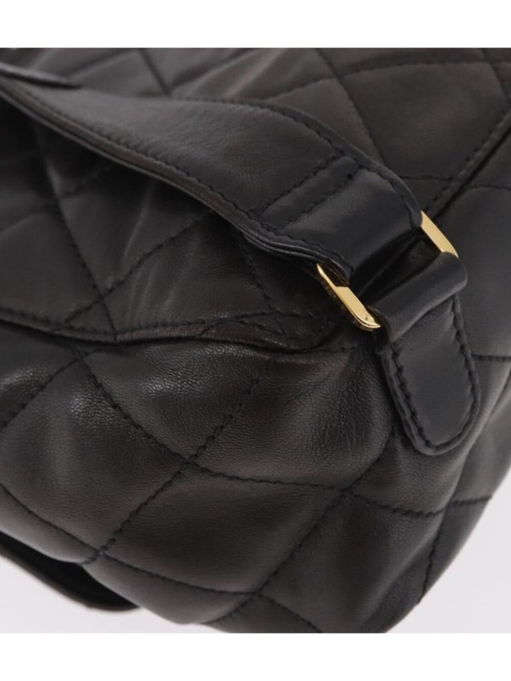 CHANEL Matelasse Backpack Lamb Skin Gold Black CC - Picture 7 of 16